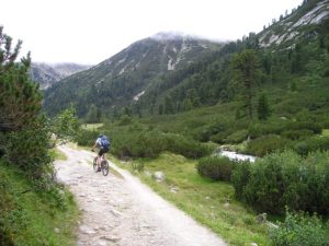 uphill bike riding with mountain bike